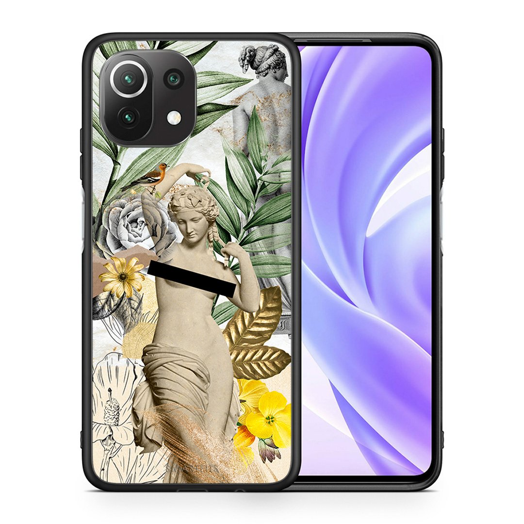 Θήκη Xiaomi 11 Lite/Mi 11 Lite Woman Statue από τη Smartfits με σχέδιο στο πίσω μέρος και μαύρο περίβλημα | Xiaomi 11 Lite/Mi 11 Lite Woman Statue case with colorful back and black bezels