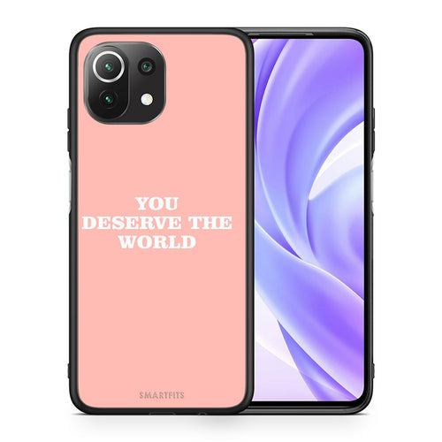 Θήκη Αγίου Βαλεντίνου Xiaomi 11 Lite / Mi 11 Lite You Deserve The World από τη Smartfits με σχέδιο στο πίσω μέρος και μαύρο περίβλημα | Xiaomi 11 Lite / Mi 11 Lite You Deserve The World case with colorful back and black bezels