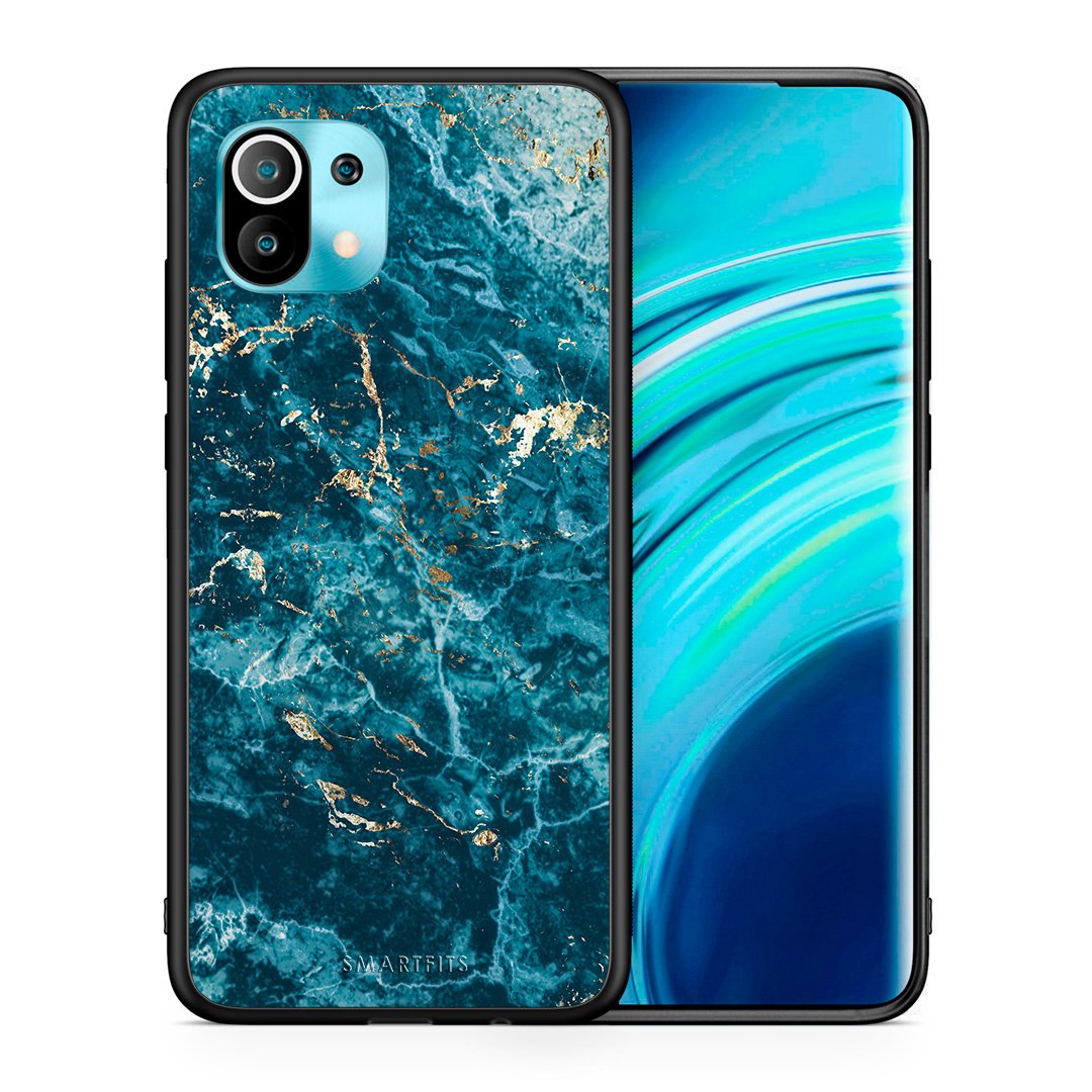 Θήκη Xiaomi Mi 11 Marble Blue από τη Smartfits με σχέδιο στο πίσω μέρος και μαύρο περίβλημα | Xiaomi Mi 11 Marble Blue case with colorful back and black bezels