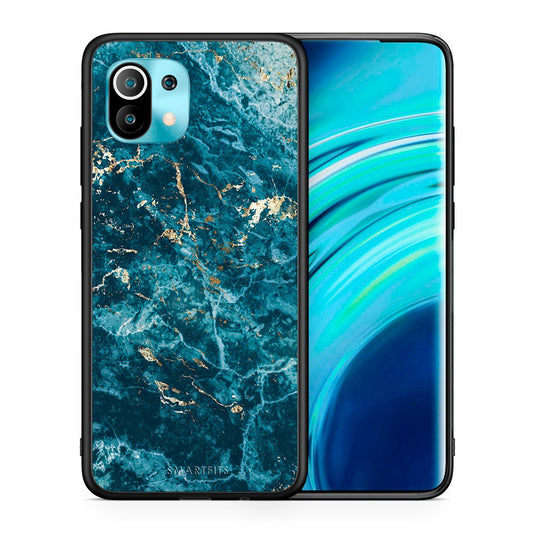 Θήκη Xiaomi Mi 11 Marble Blue από τη Smartfits με σχέδιο στο πίσω μέρος και μαύρο περίβλημα | Xiaomi Mi 11 Marble Blue case with colorful back and black bezels