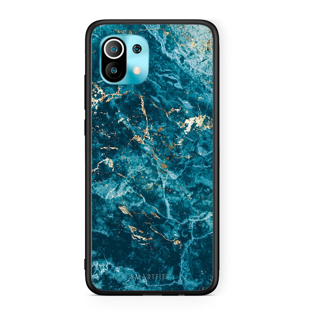 Xiaomi Mi 11 Marble Blue θήκη από τη Smartfits με σχέδιο στο πίσω μέρος και μαύρο περίβλημα | Smartphone case with colorful back and black bezels by Smartfits