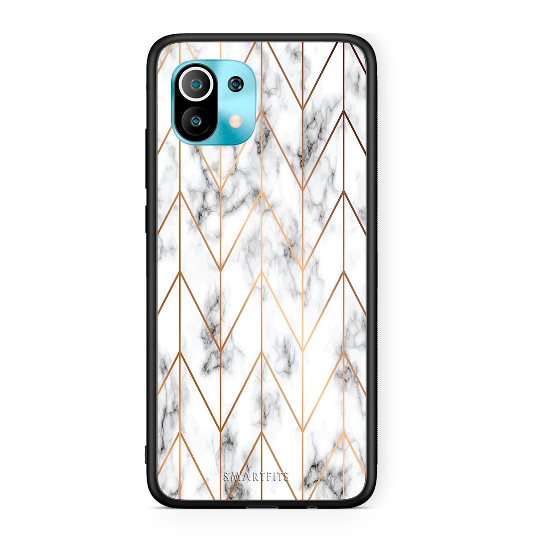44 - Xiaomi Mi 11 Gold Geometric Marble case, cover, bumper