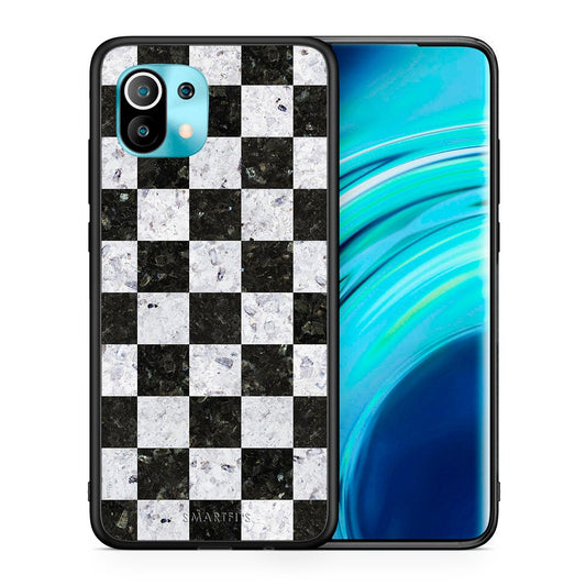 Θήκη Xiaomi Mi 11 Square Geometric Marble από τη Smartfits με σχέδιο στο πίσω μέρος και μαύρο περίβλημα | Xiaomi Mi 11 Square Geometric Marble case with colorful back and black bezels