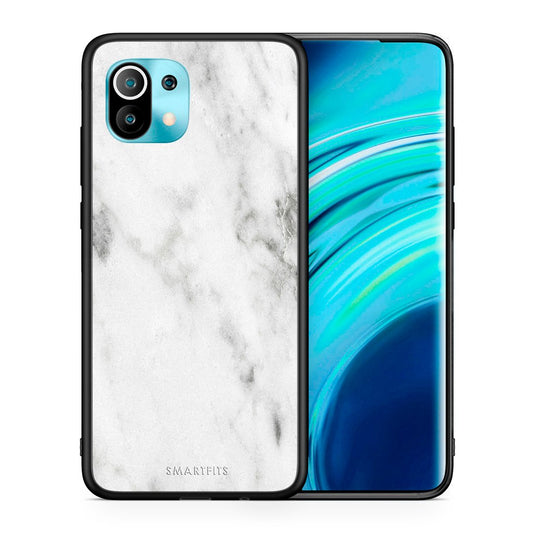 Θήκη Xiaomi Mi 11 White Marble από τη Smartfits με σχέδιο στο πίσω μέρος και μαύρο περίβλημα | Xiaomi Mi 11 White Marble case with colorful back and black bezels