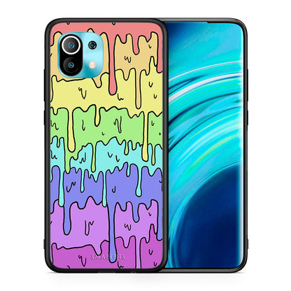 Θήκη Xiaomi Mi 11 Melting Rainbow από τη Smartfits με σχέδιο στο πίσω μέρος και μαύρο περίβλημα | Xiaomi Mi 11 Melting Rainbow case with colorful back and black bezels