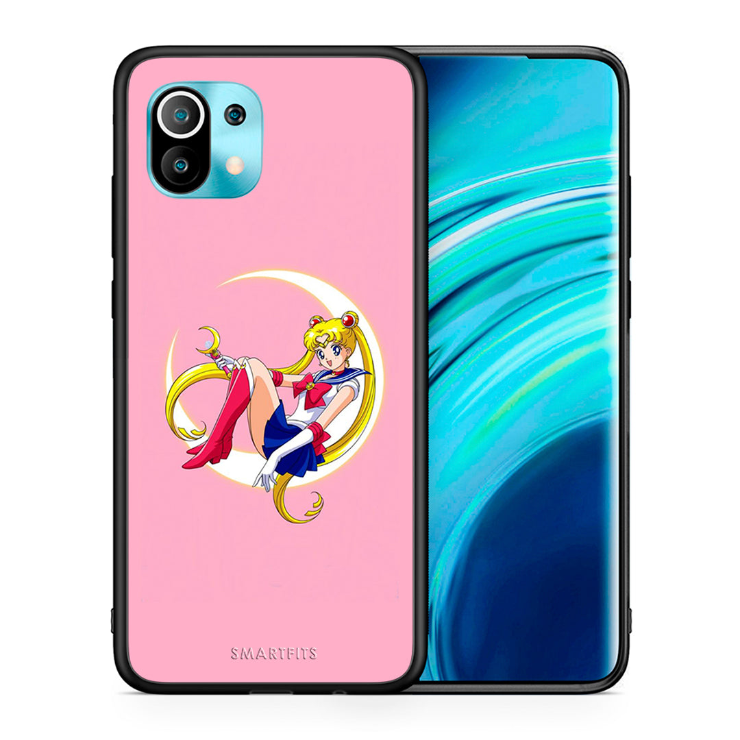 Θήκη Xiaomi Mi 11 Moon Girl από τη Smartfits με σχέδιο στο πίσω μέρος και μαύρο περίβλημα | Xiaomi Mi 11 Moon Girl case with colorful back and black bezels