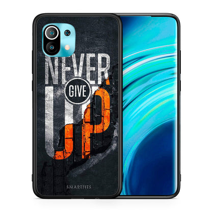 Θήκη Αγίου Βαλεντίνου Xiaomi Mi 11 Never Give Up από τη Smartfits με σχέδιο στο πίσω μέρος και μαύρο περίβλημα | Xiaomi Mi 11 Never Give Up case with colorful back and black bezels