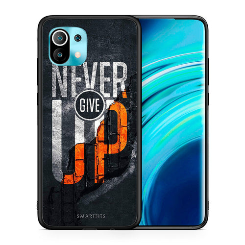 Θήκη Αγίου Βαλεντίνου Xiaomi Mi 11 Never Give Up από τη Smartfits με σχέδιο στο πίσω μέρος και μαύρο περίβλημα | Xiaomi Mi 11 Never Give Up case with colorful back and black bezels
