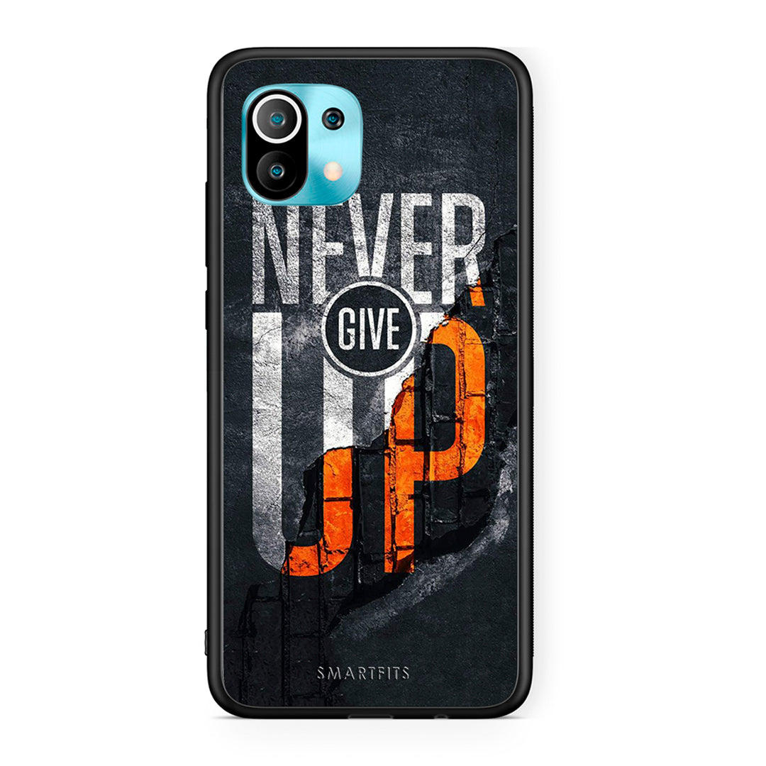 Xiaomi Mi 11 Never Give Up Θήκη Αγίου Βαλεντίνου από τη Smartfits με σχέδιο στο πίσω μέρος και μαύρο περίβλημα | Smartphone case with colorful back and black bezels by Smartfits