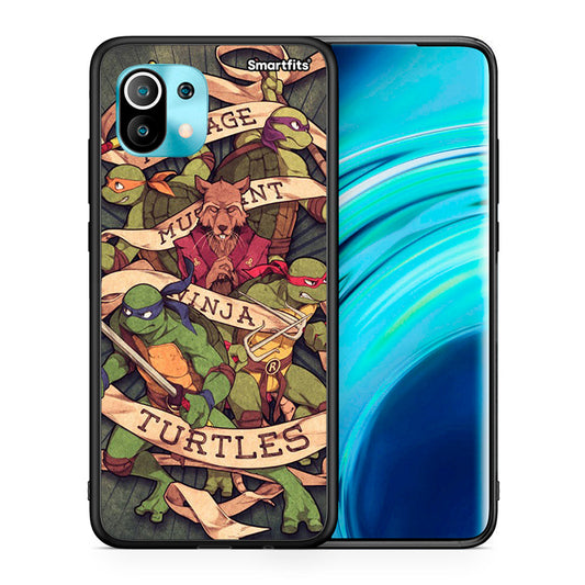 Θήκη Xiaomi Mi 11 Ninja Turtles από τη Smartfits με σχέδιο στο πίσω μέρος και μαύρο περίβλημα | Xiaomi Mi 11 Ninja Turtles case with colorful back and black bezels