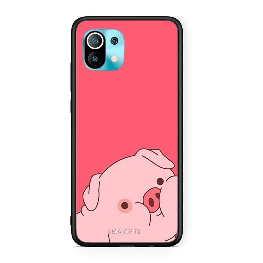 Xiaomi Mi 11 Pig Love 1 Θήκη Αγίου Βαλεντίνου από τη Smartfits με σχέδιο στο πίσω μέρος και μαύρο περίβλημα | Smartphone case with colorful back and black bezels by Smartfits