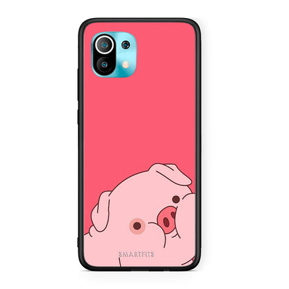Xiaomi Mi 11 Pig Love 1 Θήκη Αγίου Βαλεντίνου από τη Smartfits με σχέδιο στο πίσω μέρος και μαύρο περίβλημα | Smartphone case with colorful back and black bezels by Smartfits