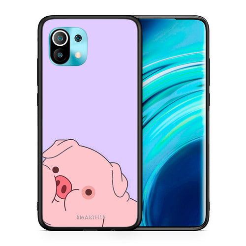 Θήκη Αγίου Βαλεντίνου Xiaomi Mi 11 Pig Love 2 από τη Smartfits με σχέδιο στο πίσω μέρος και μαύρο περίβλημα | Xiaomi Mi 11 Pig Love 2 case with colorful back and black bezels