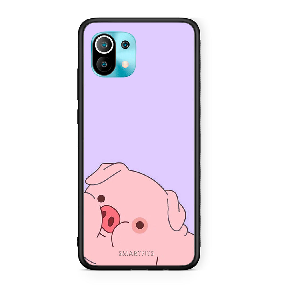 Xiaomi Mi 11 Pig Love 2 Θήκη Αγίου Βαλεντίνου από τη Smartfits με σχέδιο στο πίσω μέρος και μαύρο περίβλημα | Smartphone case with colorful back and black bezels by Smartfits