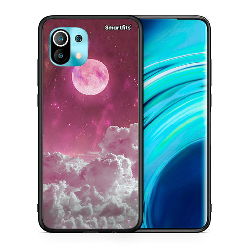 Θήκη Xiaomi Mi 11 Pink Moon από τη Smartfits με σχέδιο στο πίσω μέρος και μαύρο περίβλημα | Xiaomi Mi 11 Pink Moon case with colorful back and black bezels