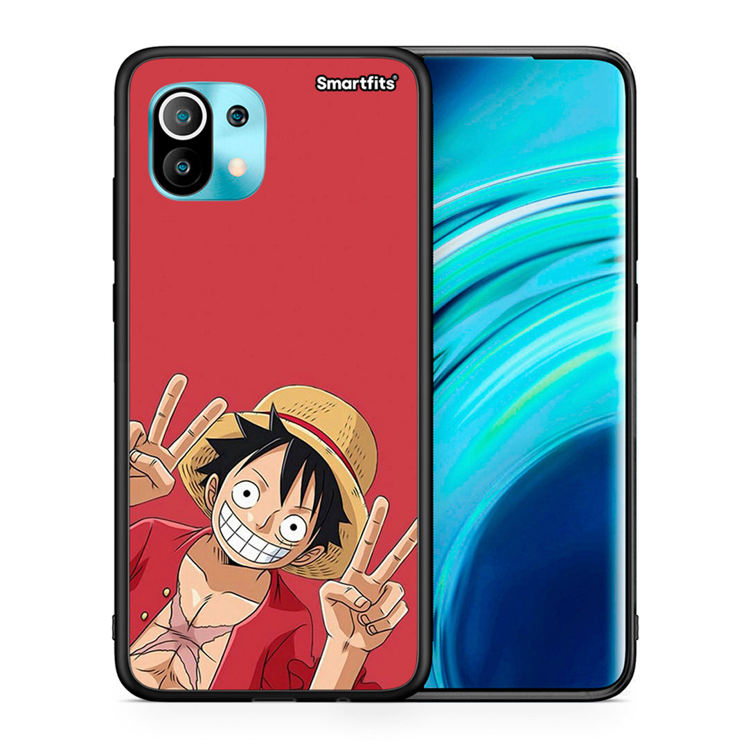 Θήκη Xiaomi Mi 11 Pirate Luffy από τη Smartfits με σχέδιο στο πίσω μέρος και μαύρο περίβλημα | Xiaomi Mi 11 Pirate Luffy case with colorful back and black bezels