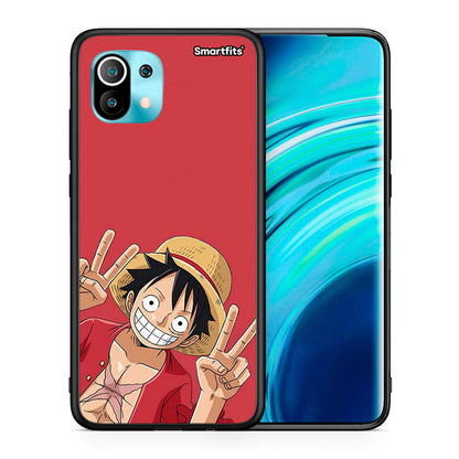 Θήκη Xiaomi Mi 11 Pirate Luffy από τη Smartfits με σχέδιο στο πίσω μέρος και μαύρο περίβλημα | Xiaomi Mi 11 Pirate Luffy case with colorful back and black bezels
