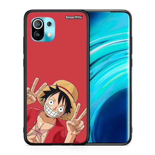 Θήκη Xiaomi Mi 11 Pirate Luffy από τη Smartfits με σχέδιο στο πίσω μέρος και μαύρο περίβλημα | Xiaomi Mi 11 Pirate Luffy case with colorful back and black bezels