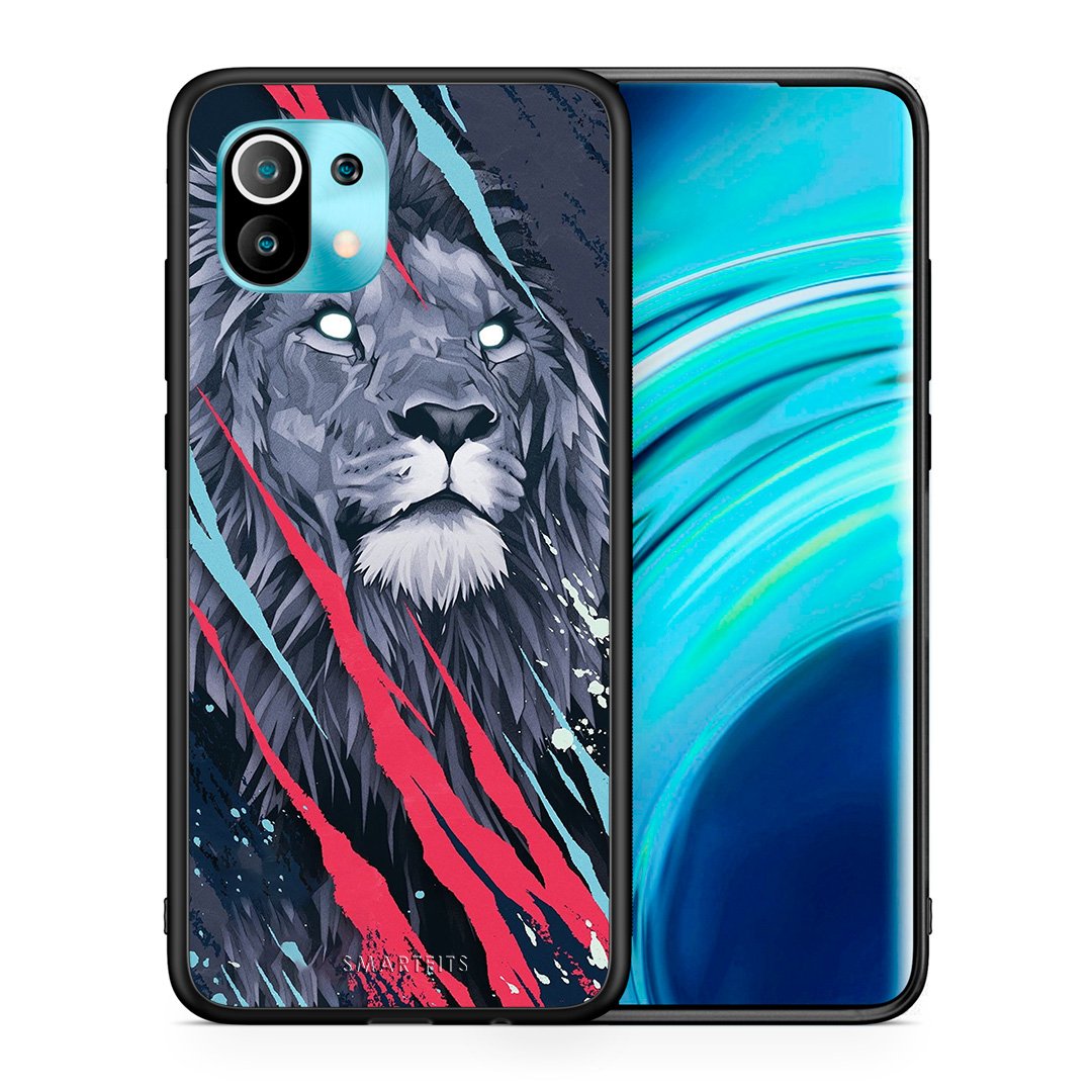 Θήκη Xiaomi Mi 11 Lion Designer PopArt από τη Smartfits με σχέδιο στο πίσω μέρος και μαύρο περίβλημα | Xiaomi Mi 11 Lion Designer PopArt case with colorful back and black bezels