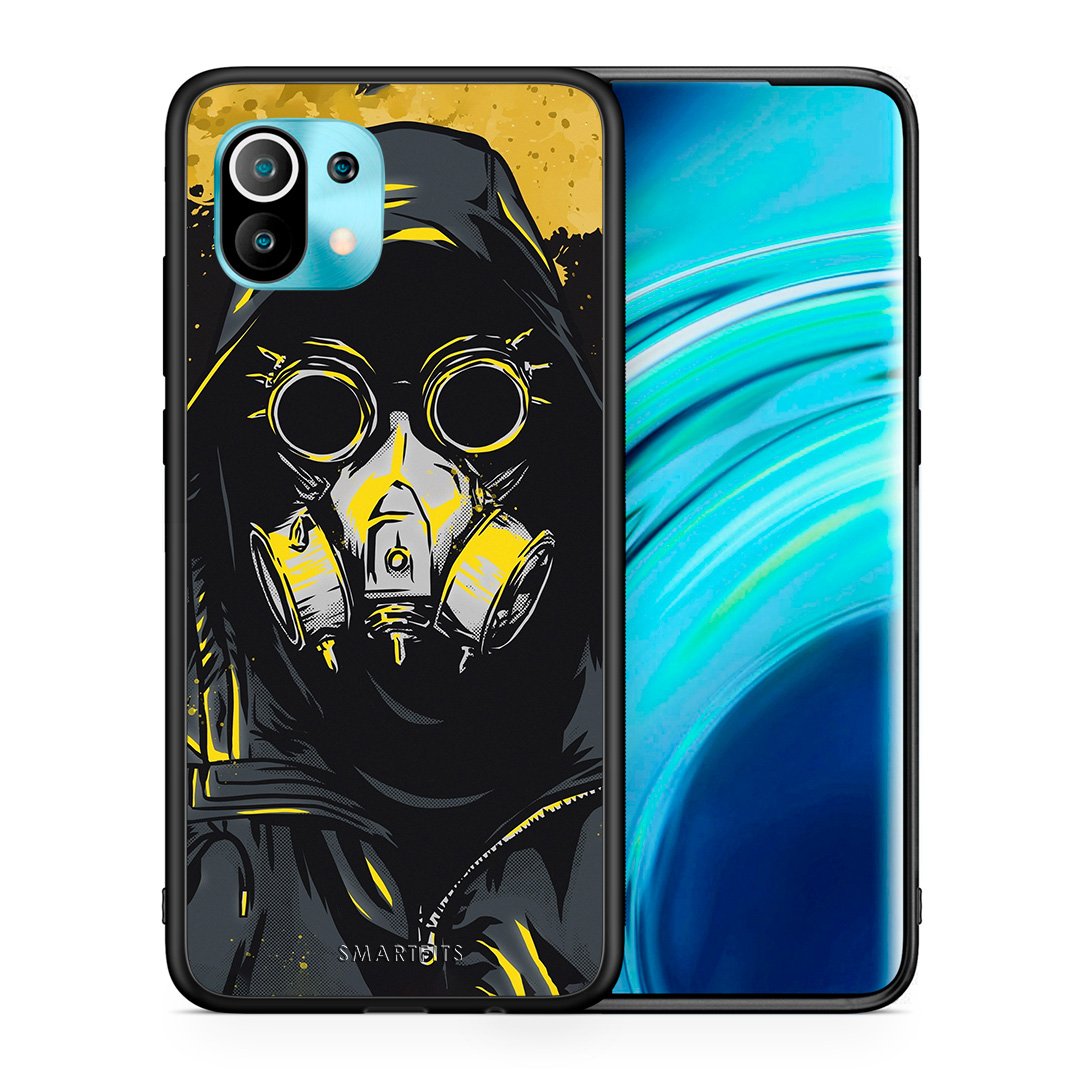 Θήκη Xiaomi Mi 11 Mask PopArt από τη Smartfits με σχέδιο στο πίσω μέρος και μαύρο περίβλημα | Xiaomi Mi 11 Mask PopArt case with colorful back and black bezels