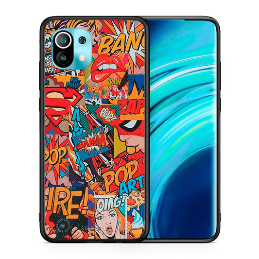 Θήκη Xiaomi Mi 11 PopArt OMG από τη Smartfits με σχέδιο στο πίσω μέρος και μαύρο περίβλημα | Xiaomi Mi 11 PopArt OMG case with colorful back and black bezels