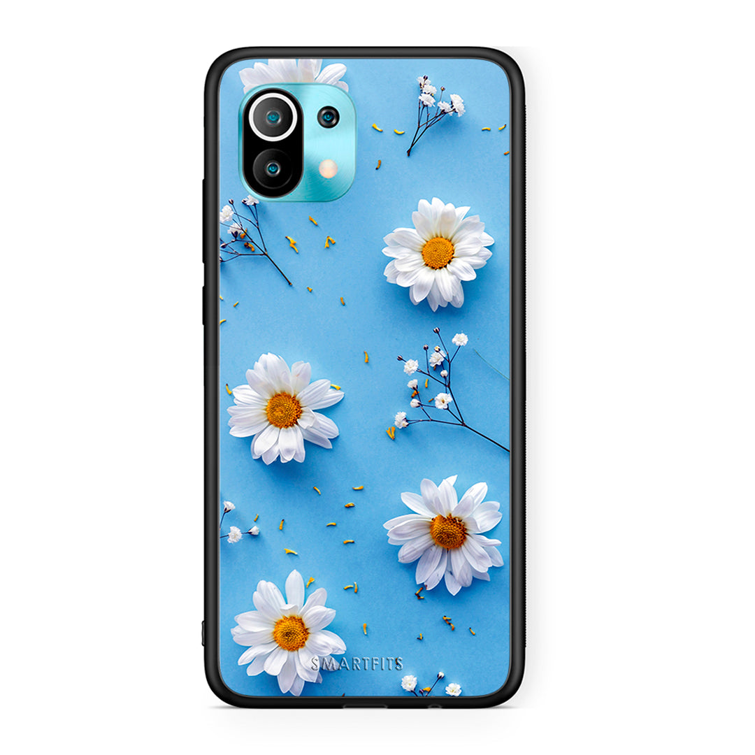 Xiaomi Mi 11 Real Daisies θήκη από τη Smartfits με σχέδιο στο πίσω μέρος και μαύρο περίβλημα | Smartphone case with colorful back and black bezels by Smartfits