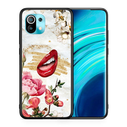 Θήκη Xiaomi Mi 11 Red Lips από τη Smartfits με σχέδιο στο πίσω μέρος και μαύρο περίβλημα | Xiaomi Mi 11 Red Lips case with colorful back and black bezels