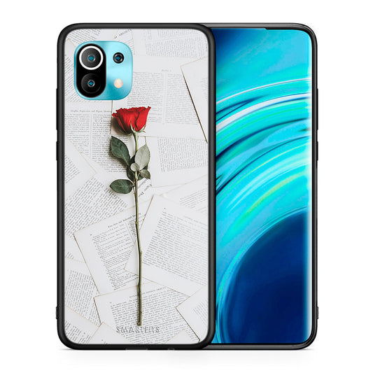 Θήκη Xiaomi Mi 11 Red Rose από τη Smartfits με σχέδιο στο πίσω μέρος και μαύρο περίβλημα | Xiaomi Mi 11 Red Rose case with colorful back and black bezels
