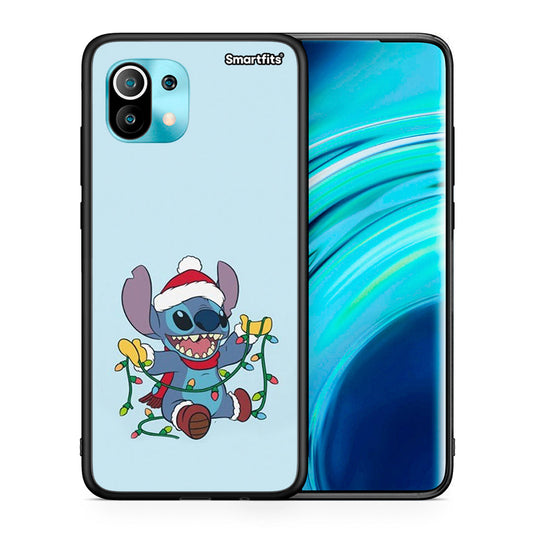 Θήκη Xiaomi Mi 11 Santa Stich από τη Smartfits με σχέδιο στο πίσω μέρος και μαύρο περίβλημα | Xiaomi Mi 11 Santa Stich case with colorful back and black bezels