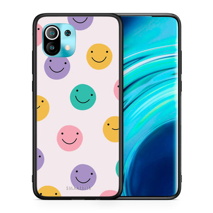 Θήκη Xiaomi Mi 11 Smiley Faces από τη Smartfits με σχέδιο στο πίσω μέρος και μαύρο περίβλημα | Xiaomi Mi 11 Smiley Faces case with colorful back and black bezels