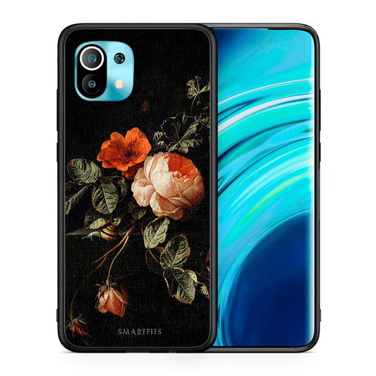 Θήκη Xiaomi Mi 11 Vintage Roses από τη Smartfits με σχέδιο στο πίσω μέρος και μαύρο περίβλημα | Xiaomi Mi 11 Vintage Roses case with colorful back and black bezels