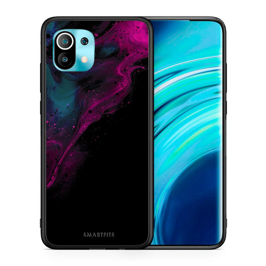 Θήκη Xiaomi Mi 11 Pink Black Watercolor από τη Smartfits με σχέδιο στο πίσω μέρος και μαύρο περίβλημα | Xiaomi Mi 11 Pink Black Watercolor case with colorful back and black bezels