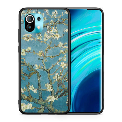Θήκη Xiaomi Mi 11 White Blossoms από τη Smartfits με σχέδιο στο πίσω μέρος και μαύρο περίβλημα | Xiaomi Mi 11 White Blossoms case with colorful back and black bezels