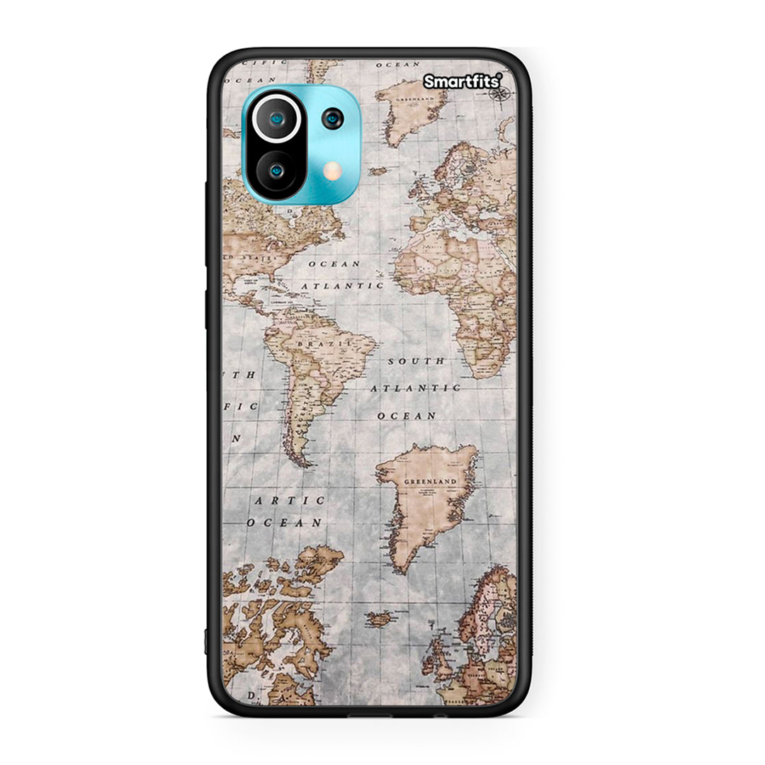 Xiaomi Mi 11 World Map Θήκη από τη Smartfits με σχέδιο στο πίσω μέρος και μαύρο περίβλημα | Smartphone case with colorful back and black bezels by Smartfits