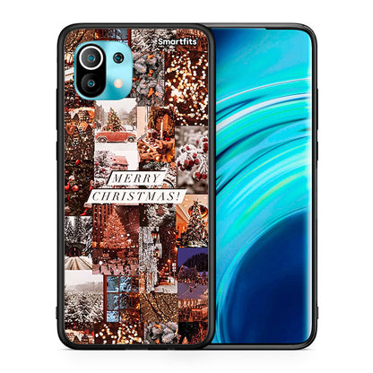 Θήκη Xiaomi Mi 11 Xmas Collage από τη Smartfits με σχέδιο στο πίσω μέρος και μαύρο περίβλημα | Xiaomi Mi 11 Xmas Collage case with colorful back and black bezels