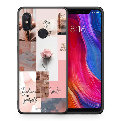 Θήκη Xiaomi Mi 8 Aesthetic Collage από τη Smartfits με σχέδιο στο πίσω μέρος και μαύρο περίβλημα | Xiaomi Mi 8 Aesthetic Collage case with colorful back and black bezels