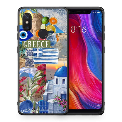 Θήκη Xiaomi Mi 8 All Greek από τη Smartfits με σχέδιο στο πίσω μέρος και μαύρο περίβλημα | Xiaomi Mi 8 All Greek case with colorful back and black bezels