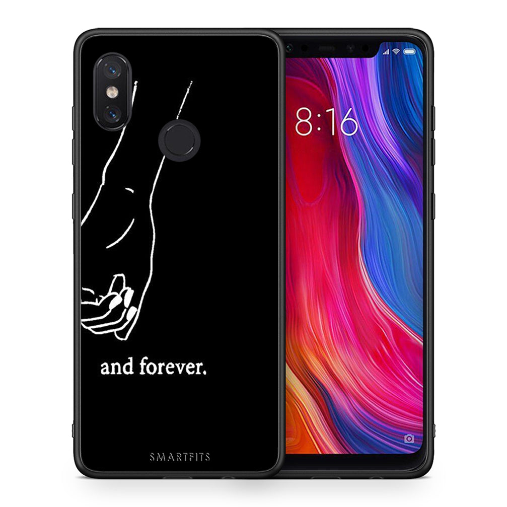 Θήκη Αγίου Βαλεντίνου Xiaomi Mi 8 Always & Forever 2 από τη Smartfits με σχέδιο στο πίσω μέρος και μαύρο περίβλημα | Xiaomi Mi 8 Always & Forever 2 case with colorful back and black bezels