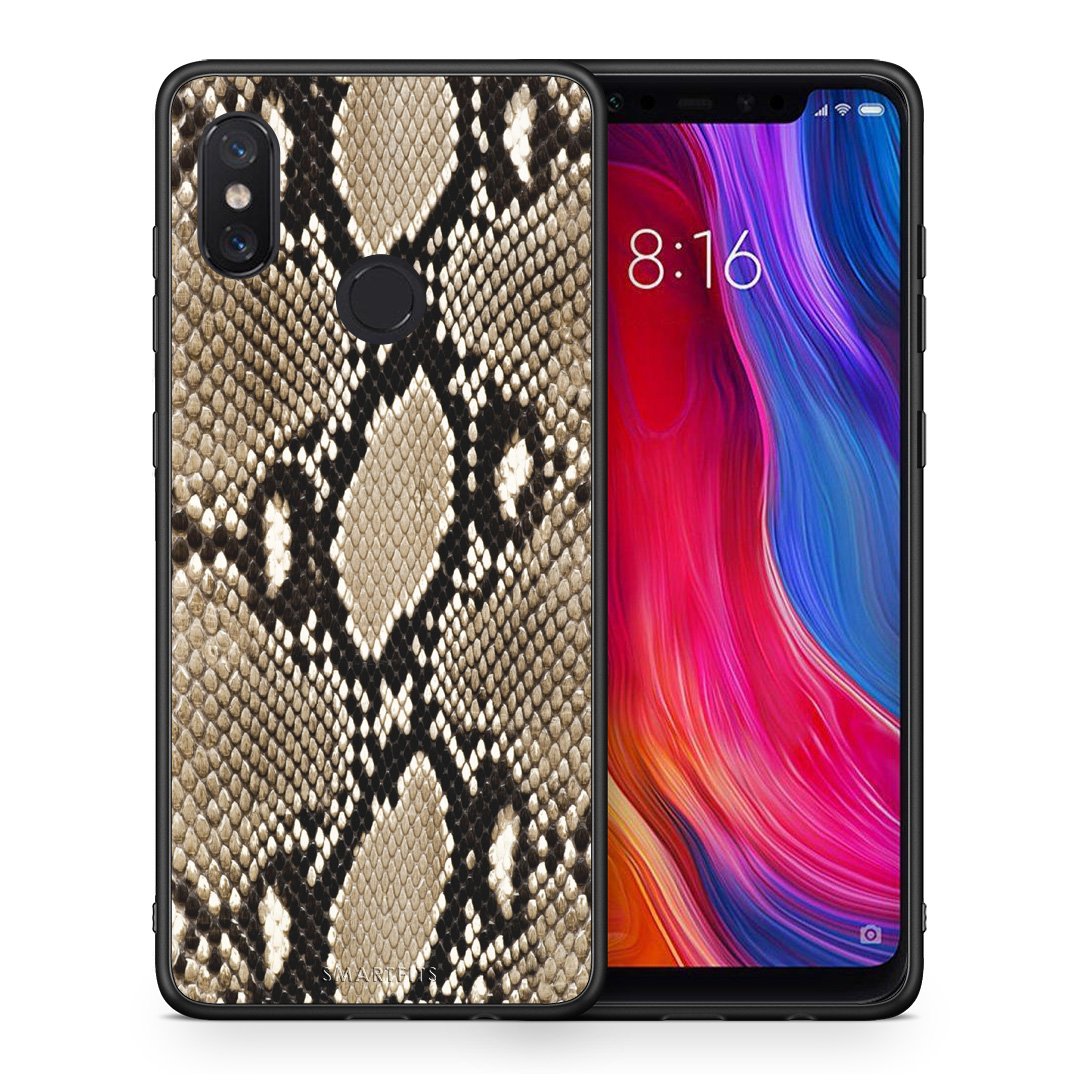 Θήκη Xiaomi Mi 8 Fashion Snake Animal από τη Smartfits με σχέδιο στο πίσω μέρος και μαύρο περίβλημα | Xiaomi Mi 8 Fashion Snake Animal case with colorful back and black bezels