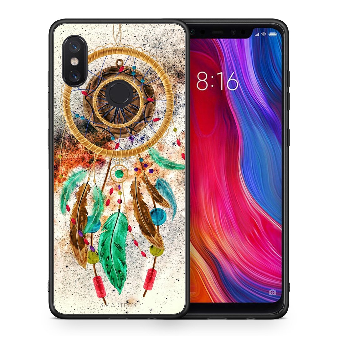 Θήκη Xiaomi Mi 8 DreamCatcher Boho από τη Smartfits με σχέδιο στο πίσω μέρος και μαύρο περίβλημα | Xiaomi Mi 8 DreamCatcher Boho case with colorful back and black bezels