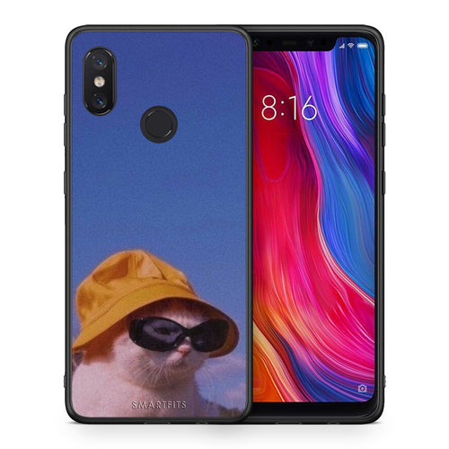 Θήκη Xiaomi Mi 8 Cat Diva από τη Smartfits με σχέδιο στο πίσω μέρος και μαύρο περίβλημα | Xiaomi Mi 8 Cat Diva case with colorful back and black bezels
