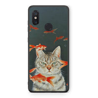 Thumbnail for Xiaomi Mi 8 Cat Goldfish θήκη από τη Smartfits με σχέδιο στο πίσω μέρος και μαύρο περίβλημα | Smartphone case with colorful back and black bezels by Smartfits