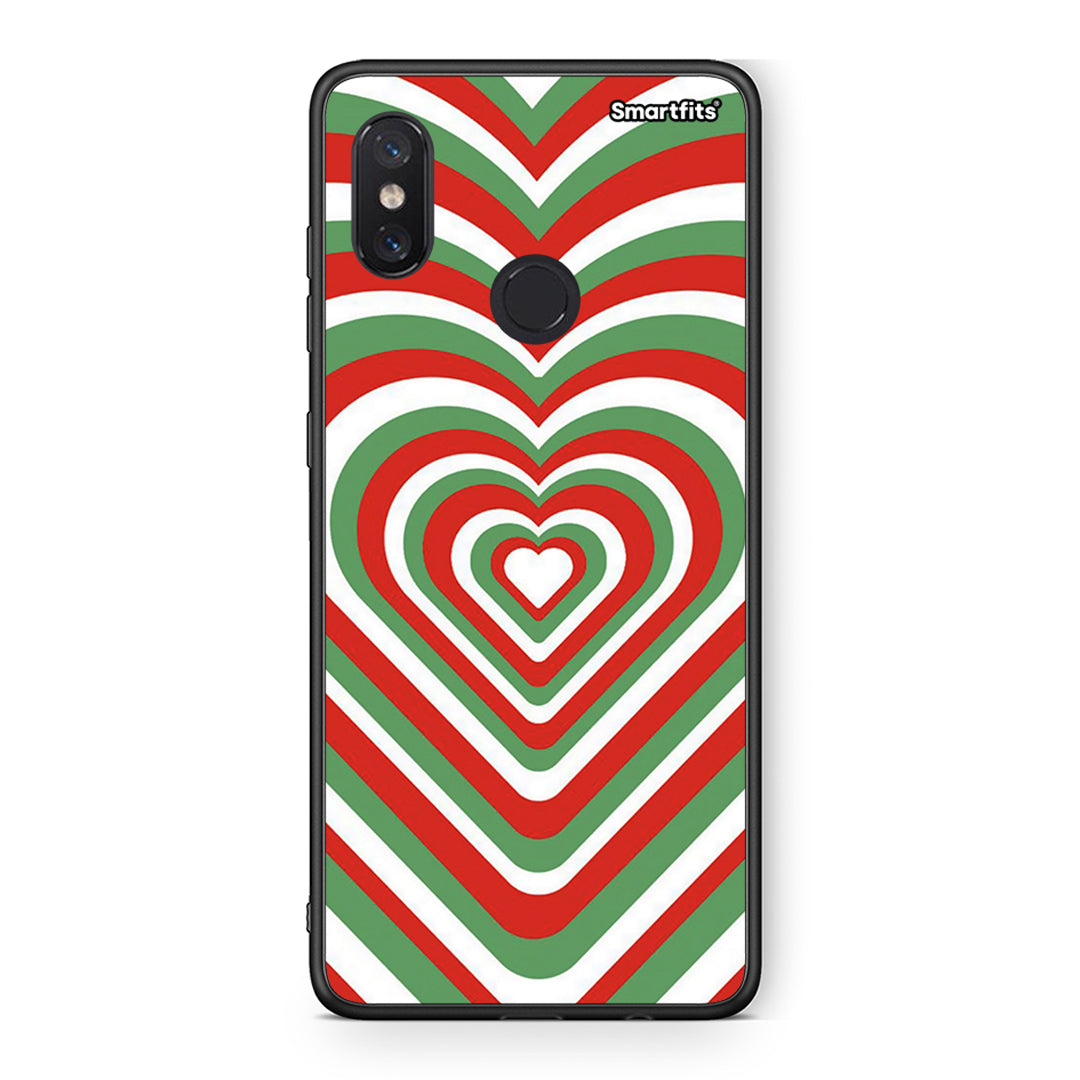 Xiaomi Mi 8 Christmas Hearts θήκη από τη Smartfits με σχέδιο στο πίσω μέρος και μαύρο περίβλημα | Smartphone case with colorful back and black bezels by Smartfits