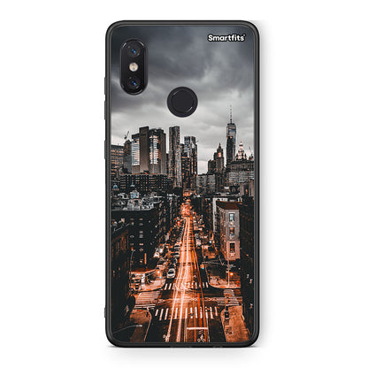 Xiaomi Mi 8 City Lights θήκη από τη Smartfits με σχέδιο στο πίσω μέρος και μαύρο περίβλημα | Smartphone case with colorful back and black bezels by Smartfits