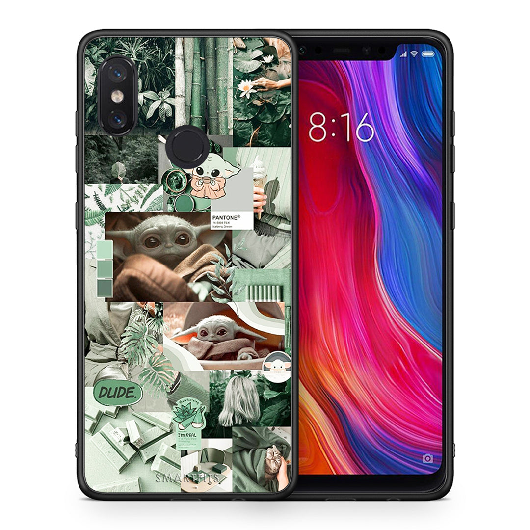 Θήκη Αγίου Βαλεντίνου Xiaomi Mi 8 Collage Dude από τη Smartfits με σχέδιο στο πίσω μέρος και μαύρο περίβλημα | Xiaomi Mi 8 Collage Dude case with colorful back and black bezels