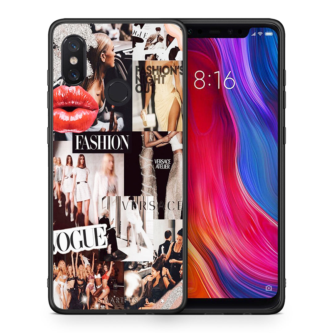 Θήκη Αγίου Βαλεντίνου Xiaomi Mi 8 Collage Fashion από τη Smartfits με σχέδιο στο πίσω μέρος και μαύρο περίβλημα | Xiaomi Mi 8 Collage Fashion case with colorful back and black bezels