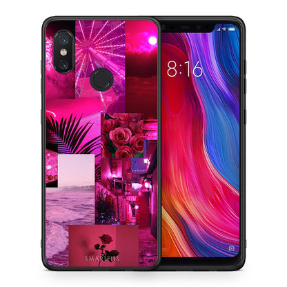 Θήκη Αγίου Βαλεντίνου Xiaomi Mi 8 Collage Red Roses από τη Smartfits με σχέδιο στο πίσω μέρος και μαύρο περίβλημα | Xiaomi Mi 8 Collage Red Roses case with colorful back and black bezels