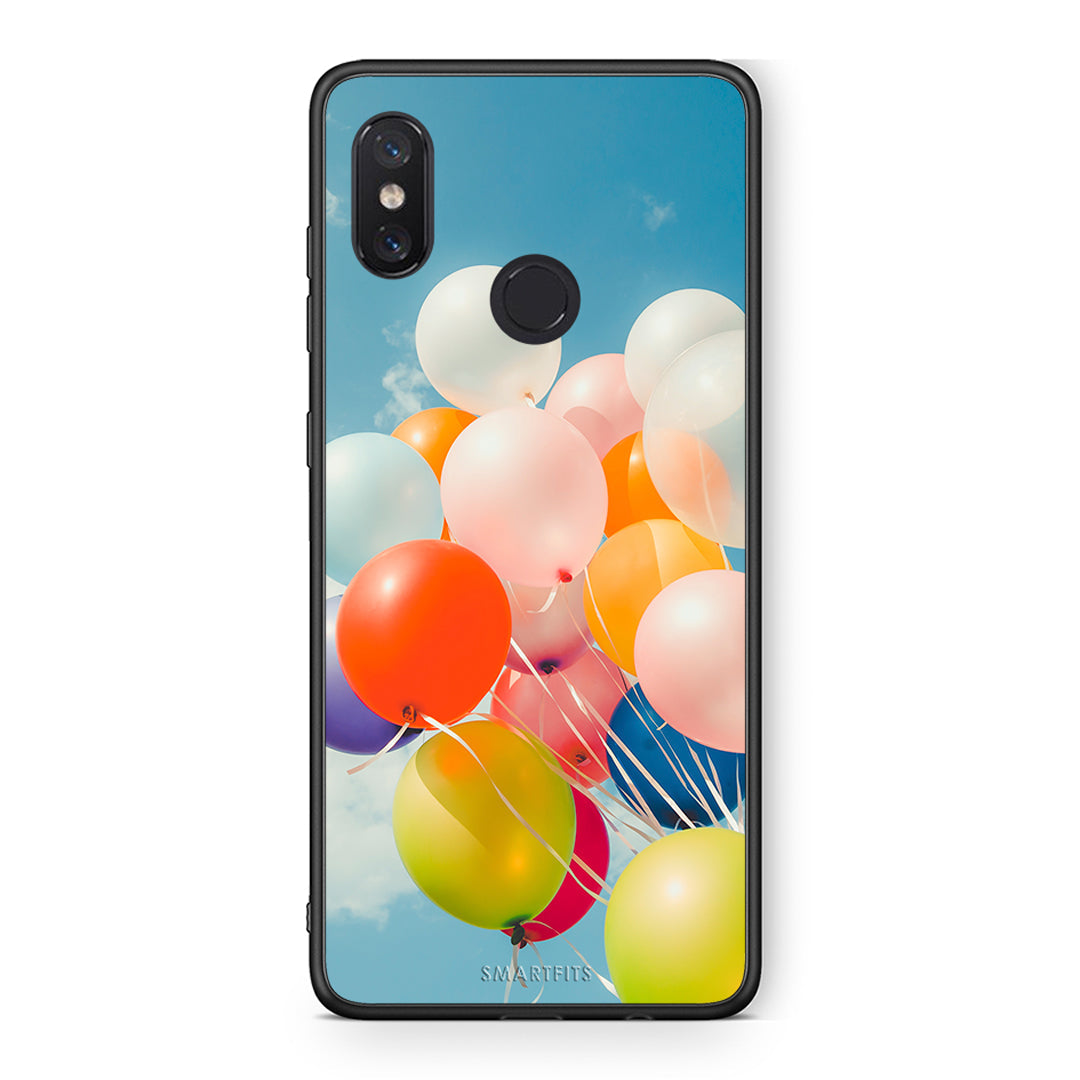 Xiaomi Mi 8 Colorful Balloons θήκη από τη Smartfits με σχέδιο στο πίσω μέρος και μαύρο περίβλημα | Smartphone case with colorful back and black bezels by Smartfits