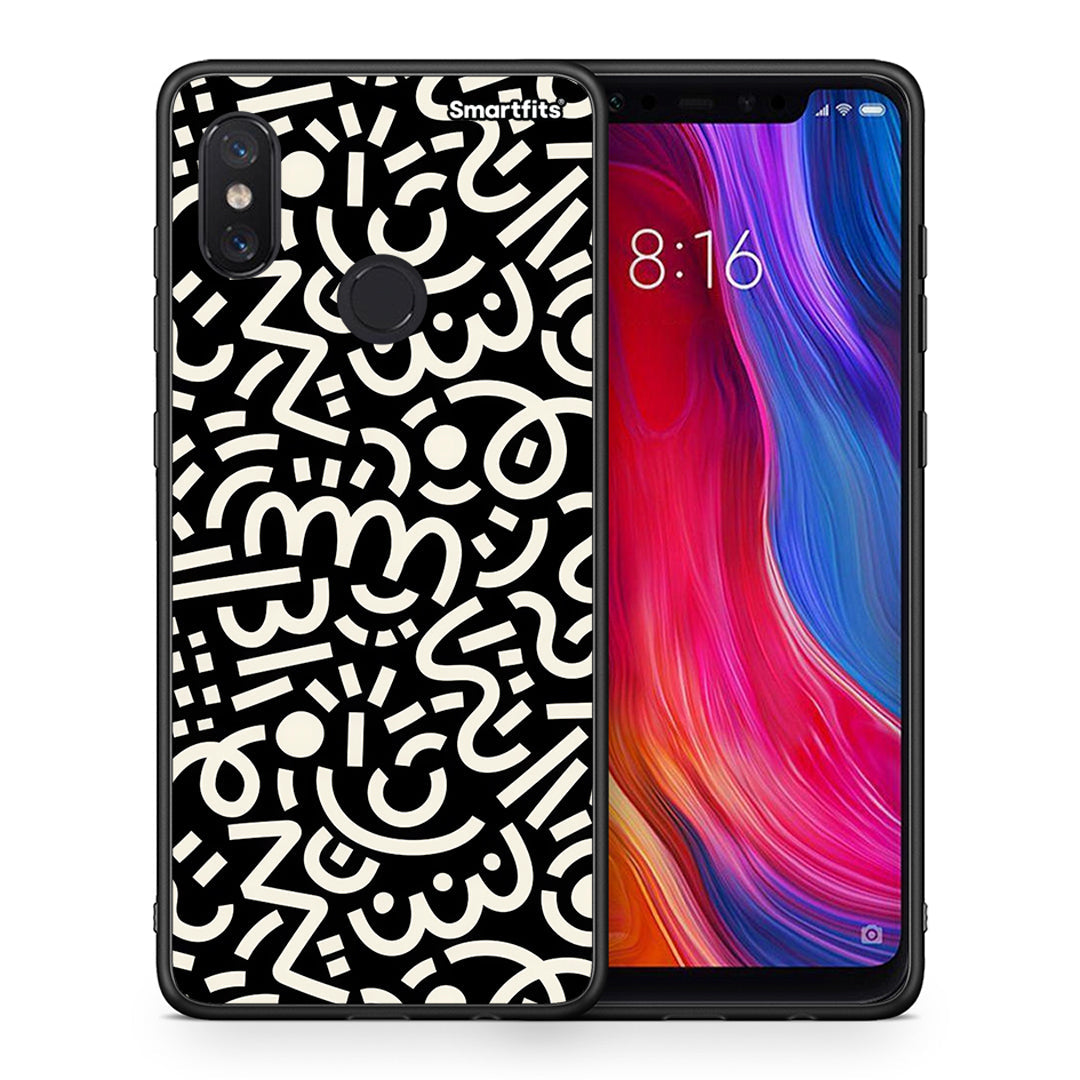 Θήκη Xiaomi Mi 8 Doodle Art από τη Smartfits με σχέδιο στο πίσω μέρος και μαύρο περίβλημα | Xiaomi Mi 8 Doodle Art case with colorful back and black bezels