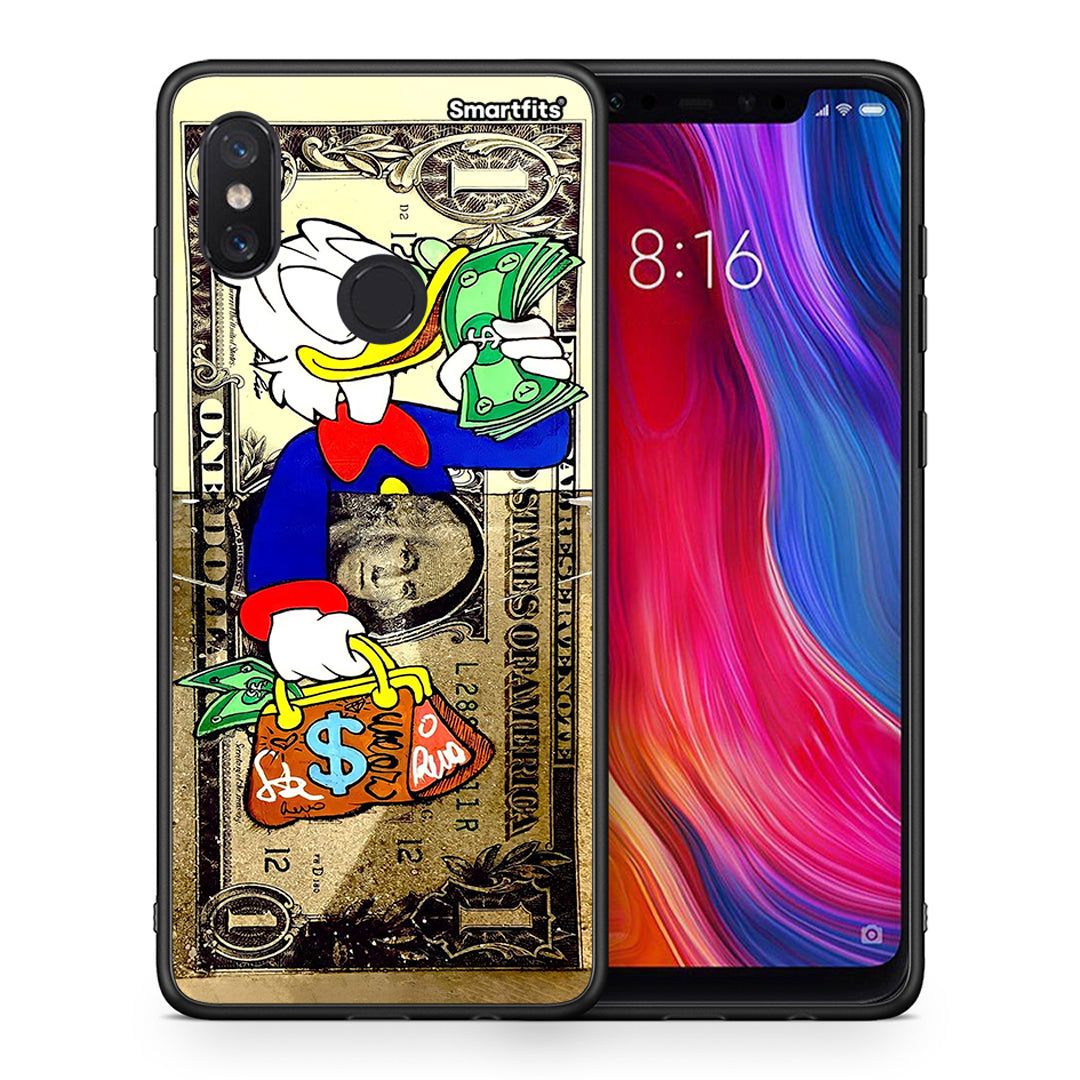 Θήκη Xiaomi Mi 8 Duck Money από τη Smartfits με σχέδιο στο πίσω μέρος και μαύρο περίβλημα | Xiaomi Mi 8 Duck Money case with colorful back and black bezels